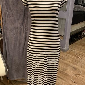a new day Black and White Striped Midi Dress